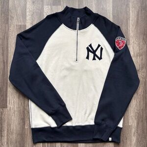 Navy and White Men's Sweater